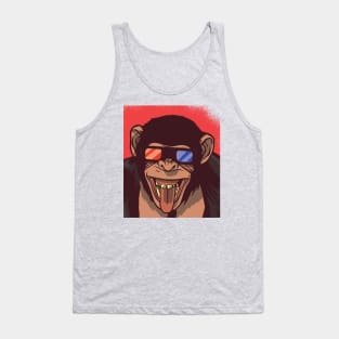 Retro Chimpanzee Wearing 3D Glasses // Vintage Monkey Illustration Tank Top